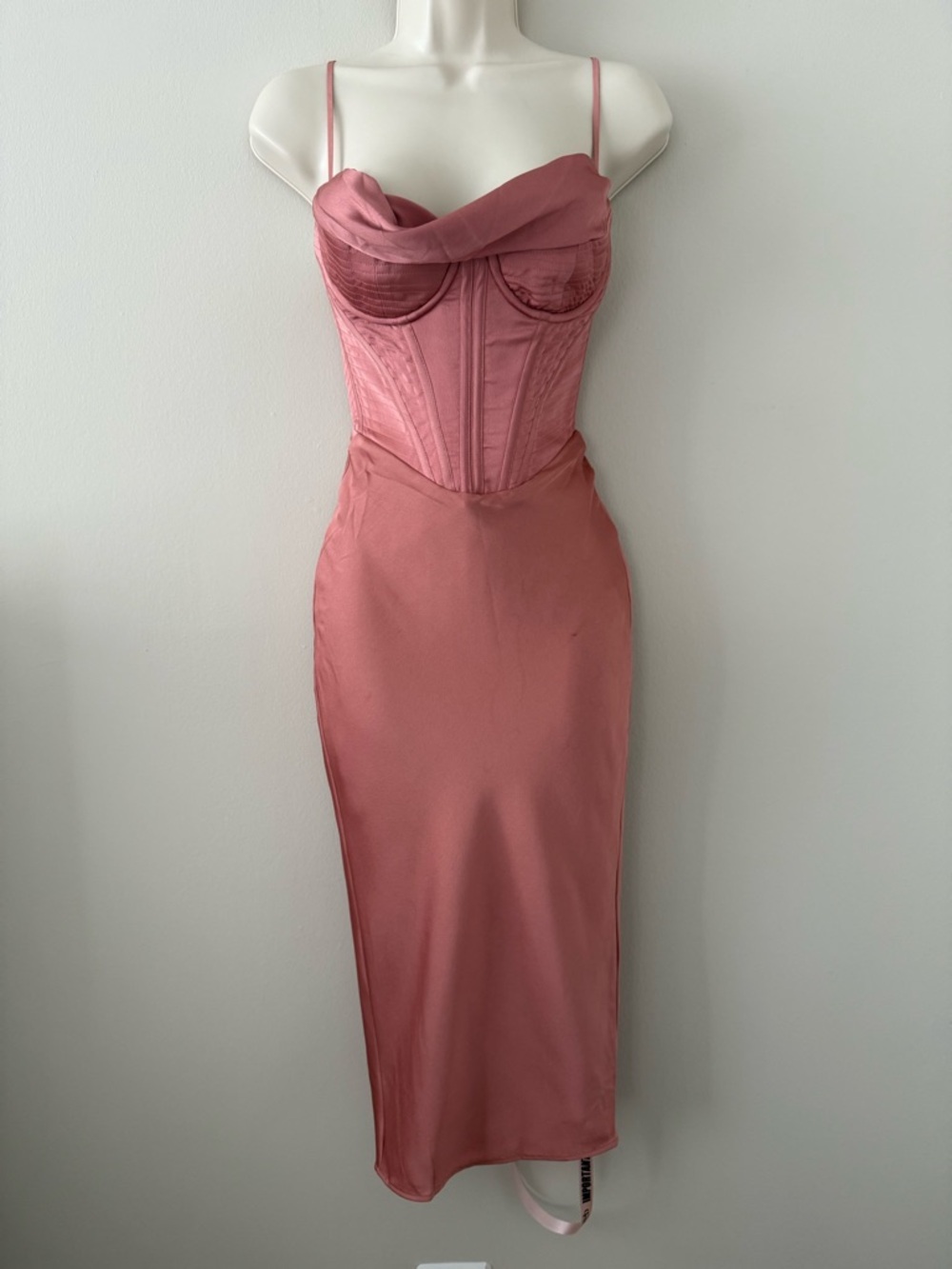 NWT - House of CB - Myrna Rose Satin Corset Slip Dress - Picture 3 of 14
